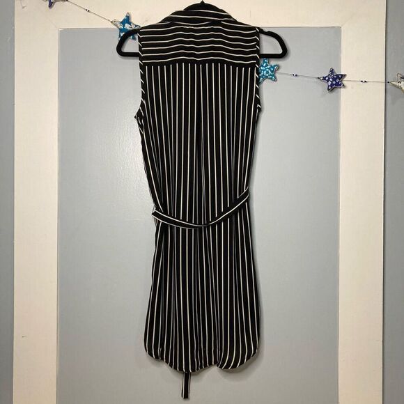 Japna, Sleeveless Vertical Striped Tunic Style Button Up Dress, Junior’s Small - Picture 2 of 8